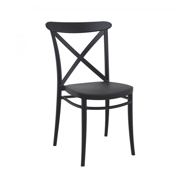 Chaise de jardin noire empilable - Cross - 1