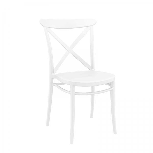 Chaise d'extérieur blanche en plastique empilable - Cross - 12