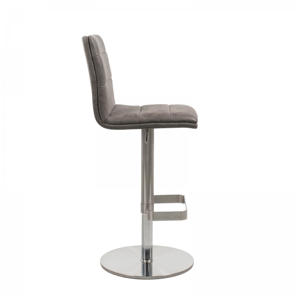 Tabouret réglable gris pied métal et coque rembourrée - Nouméa - 3