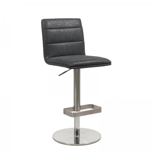 Tabouret réglable pied métal et coque rembourrée noire - Nouméa - 6