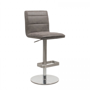 Tabouret réglable en hauteur pied métal et coque rembourrée grise - Nouméa