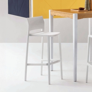 Tabouret snack moderne empilable blanc - Bakhita