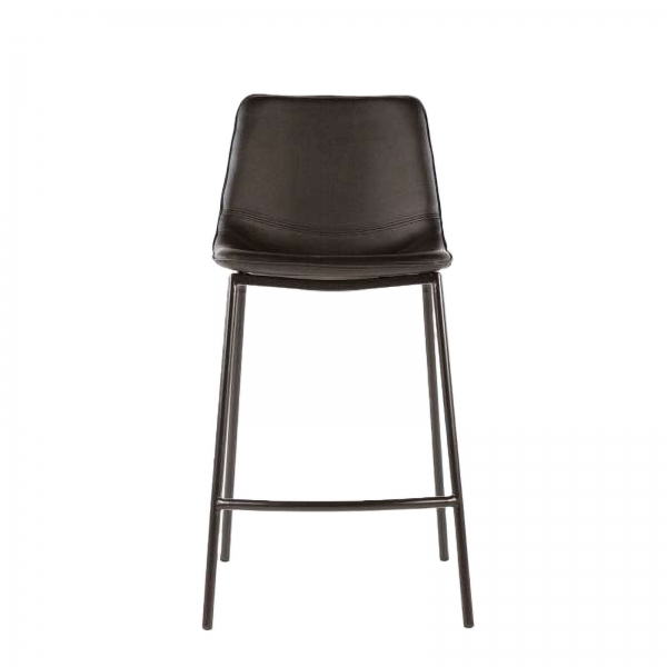 Tabouret coque en synthétique noir et pieds en métal noir - Coque - 3