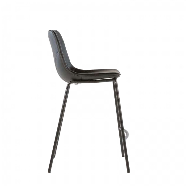 Tabouret coque noir et pieds en métal noir - Coque - 4