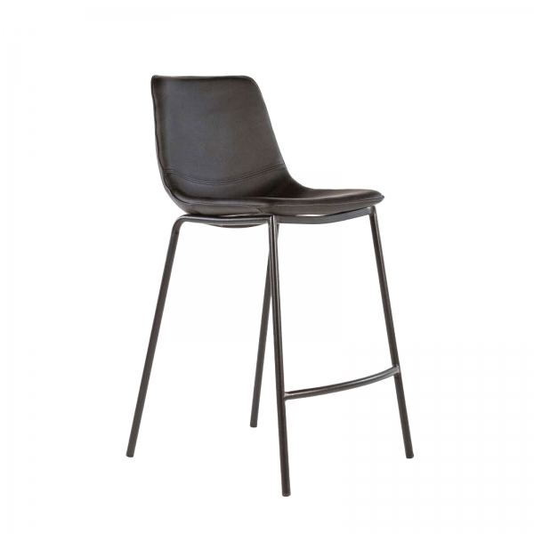 Tabouret snack noir et pieds en métal noir - Coque - 1