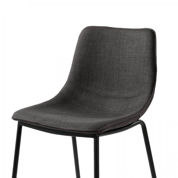 Tabouret snack en tissu gris foncé et métal - Coque  - 6