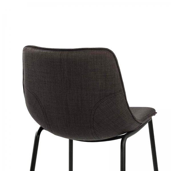 Tabouret snack en tissu gris foncé et pieds en métal - Coque - 7