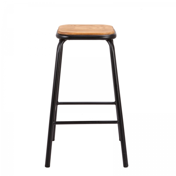 Tabouret hauteur 65 cm industriel sans dossier en métal noir dépoli - Max - 2