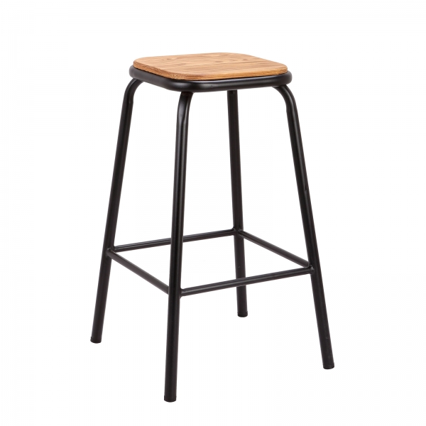 Tabouret snack industriel sans dossier en métal noir dépoli - Max - 3