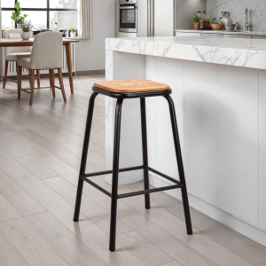 Tabouret snack industriel sans dossier en métal noir dépoli - Max