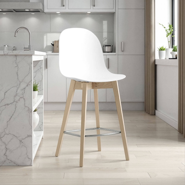 Tabouret scandinave en polypropylène et bois - 1672 Academy Connubia© - 1
