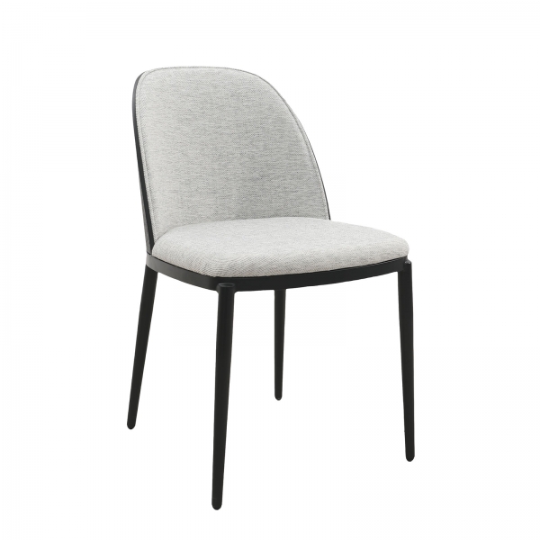 Chaise bimatière en tissu dossier bois avec pieds en métal - Simone Chaise bimatière en tissu dossier bois avec pieds en métal - Simone