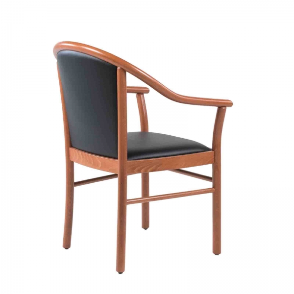 Fauteuil bridge de salon en bois moyen et revêtement noir - Manuela - 6