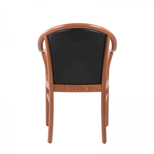 Fauteuil de salon en bois moyen et revêtement noir - Manuela - 7