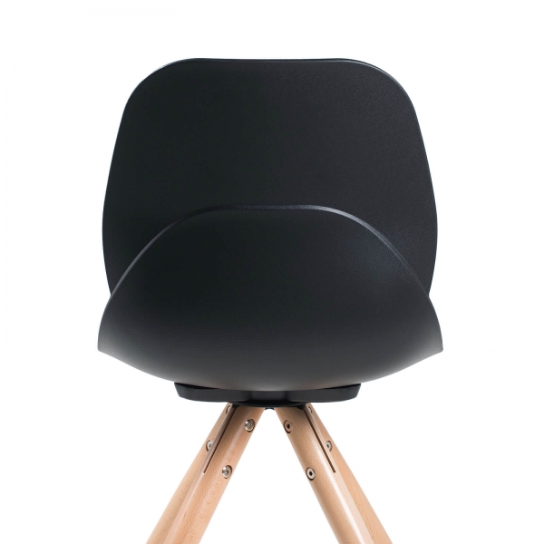 Chaise tendance en polypropylène noir avec pieds en bois naturel - Victoire - 3