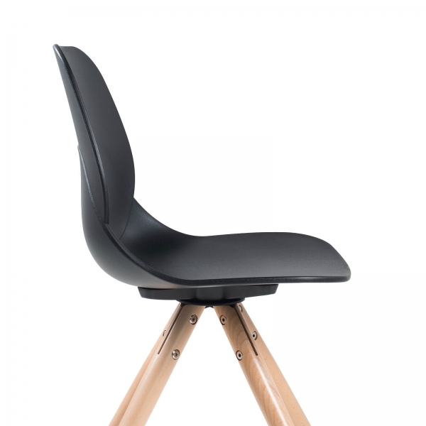 Chaise design en polypropylène noir avec pieds en hêtre - Victoire - 4