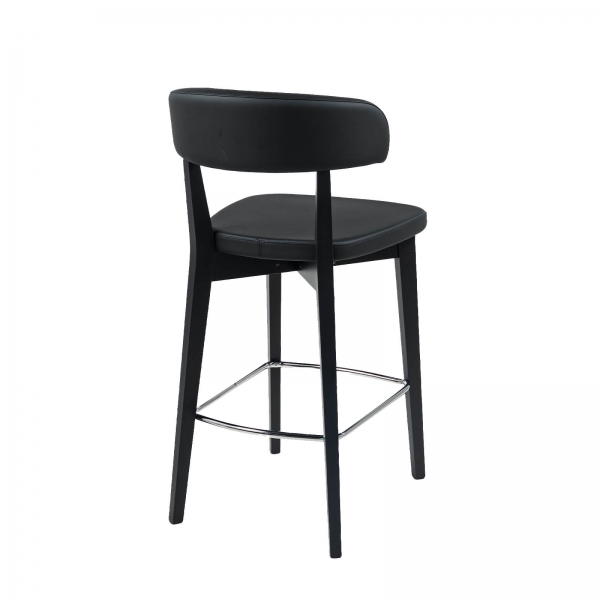 Tabouret snack en bois massif avec assise et dossier rembourrés - Siren - 5