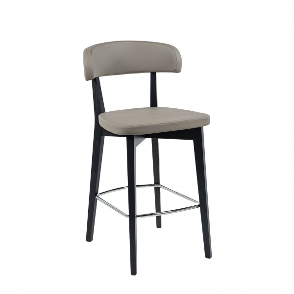 Tabouret snack en bois massif avec assise et dossier rembourrés - Siren - 6