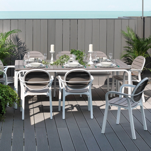 Fauteuil de jardin en polypropylène blanc et taupe - Palma - 5