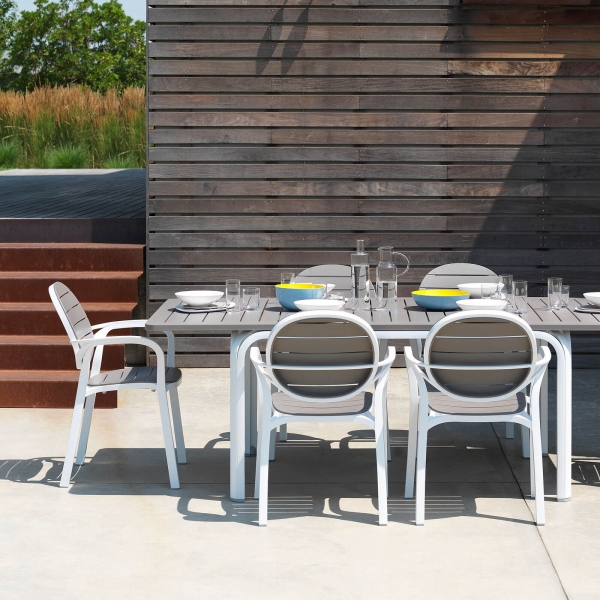 Fauteuil de jardin en polypropylène blanc et taupe - Palma - 3