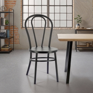 Chaise bistrot vintage en métal noir - Madina