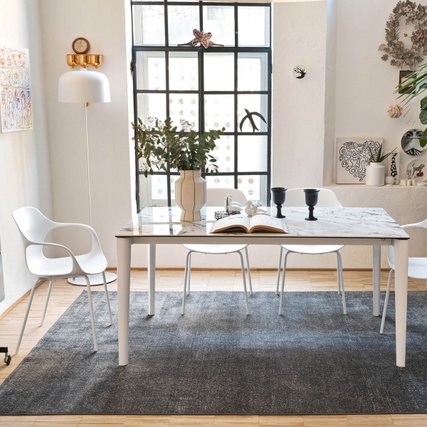 Fauteuil design italien empilable en polypropylène blanc avec pieds en métal - OPS ! Connubia© - 4