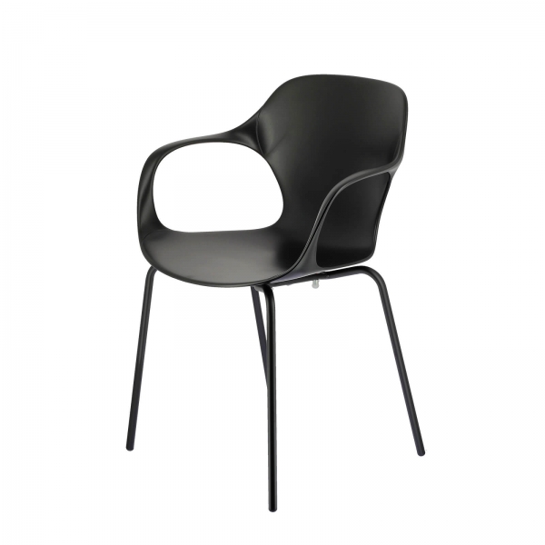 Fauteuil tendance italien empilable en polypropylène noir avec pieds en métal - OPS ! Connubia© - 7