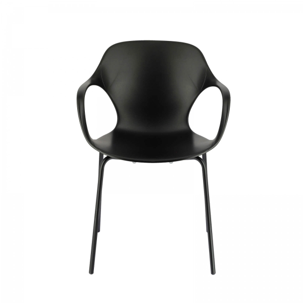 Fauteuil moderne italien empilable en polypropylène noir avec pieds en métal - OPS ! Connubia© - 8