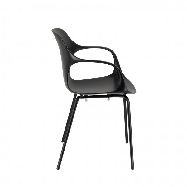Chaise avec accoudoirs italienne empilable en polypropylène noir avec pieds en métal - OPS ! Connubia© - 10