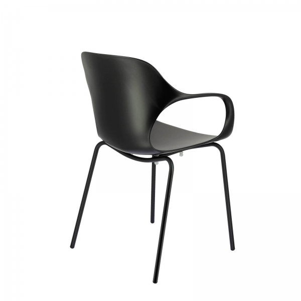 Fauteuil design empilable en polypropylène noir avec pieds en métal - OPS ! Connubia© - 11