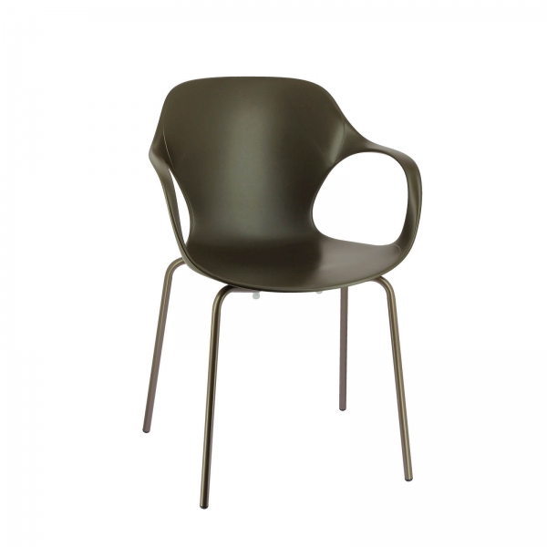 Fauteuil moderne italien empilable en polypropylène terre avec pieds en métal - OPS ! Connubia© - 16