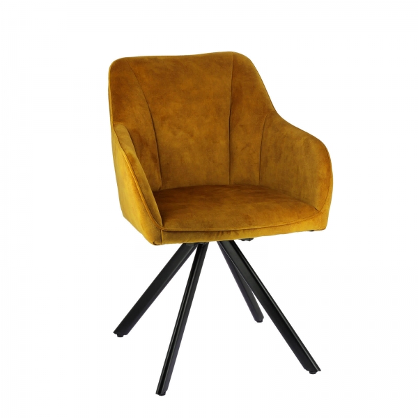 Fauteuil cosy pivotant en tissu avec pieds en métal - Claudie - 6