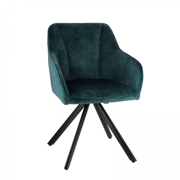 Fauteuil rotatif en tissu avec pieds en métal - Claudie - 7