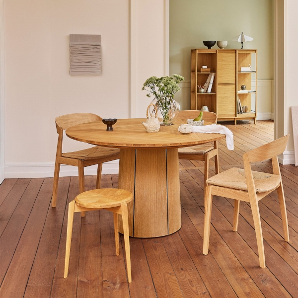 Table ronde extensible en bois avec pied central - SM33 - 1