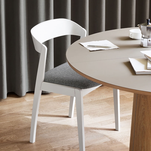 Table ronde avec allonges en Fenix et pied central en bois - SM33 - 4