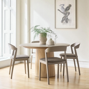 Table ronde extensible en Fenix et pied central en bois - SM33