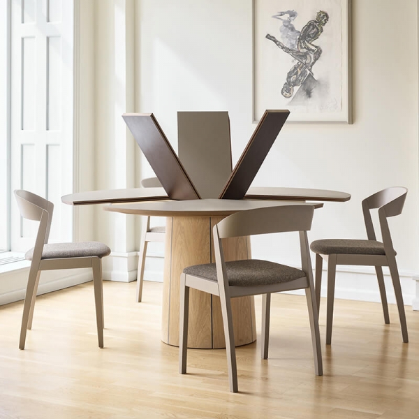 Table ronde en Fenix avec allonges et avec pied central en bois - SM33 - 3