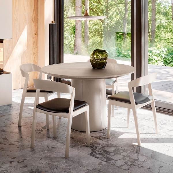 Table ronde avec allonges en bois avec pied central - SM33 - 4