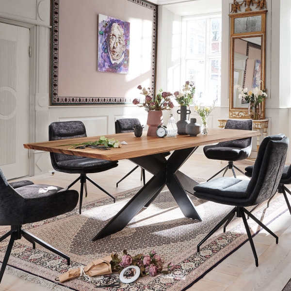 Table design plateau bois massif avec pieds en métal - Extrême - 1