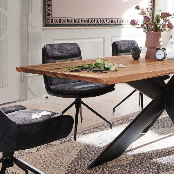 Table design plateau bois massif avec pieds en métal - Extrême - 3